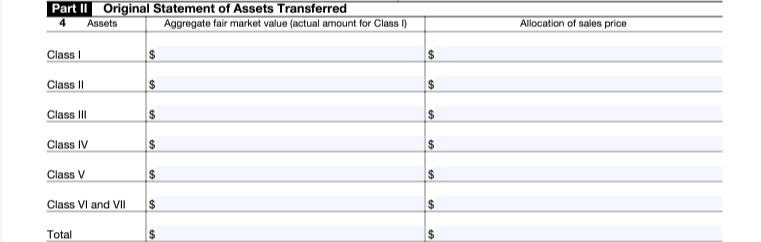 Form 8594 - Asset Classes