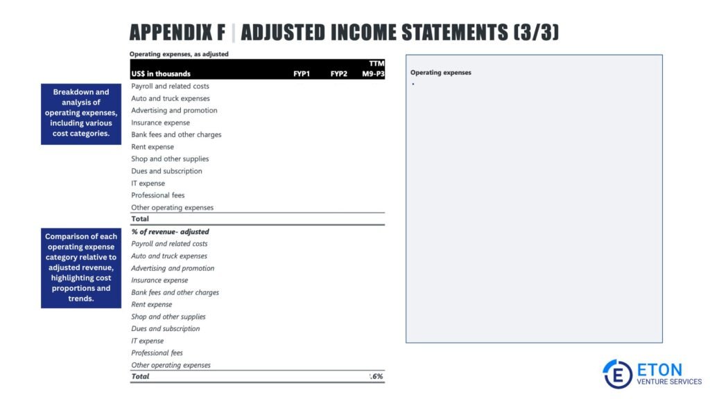 Income Statement Analysis - Quality of Earnings Report