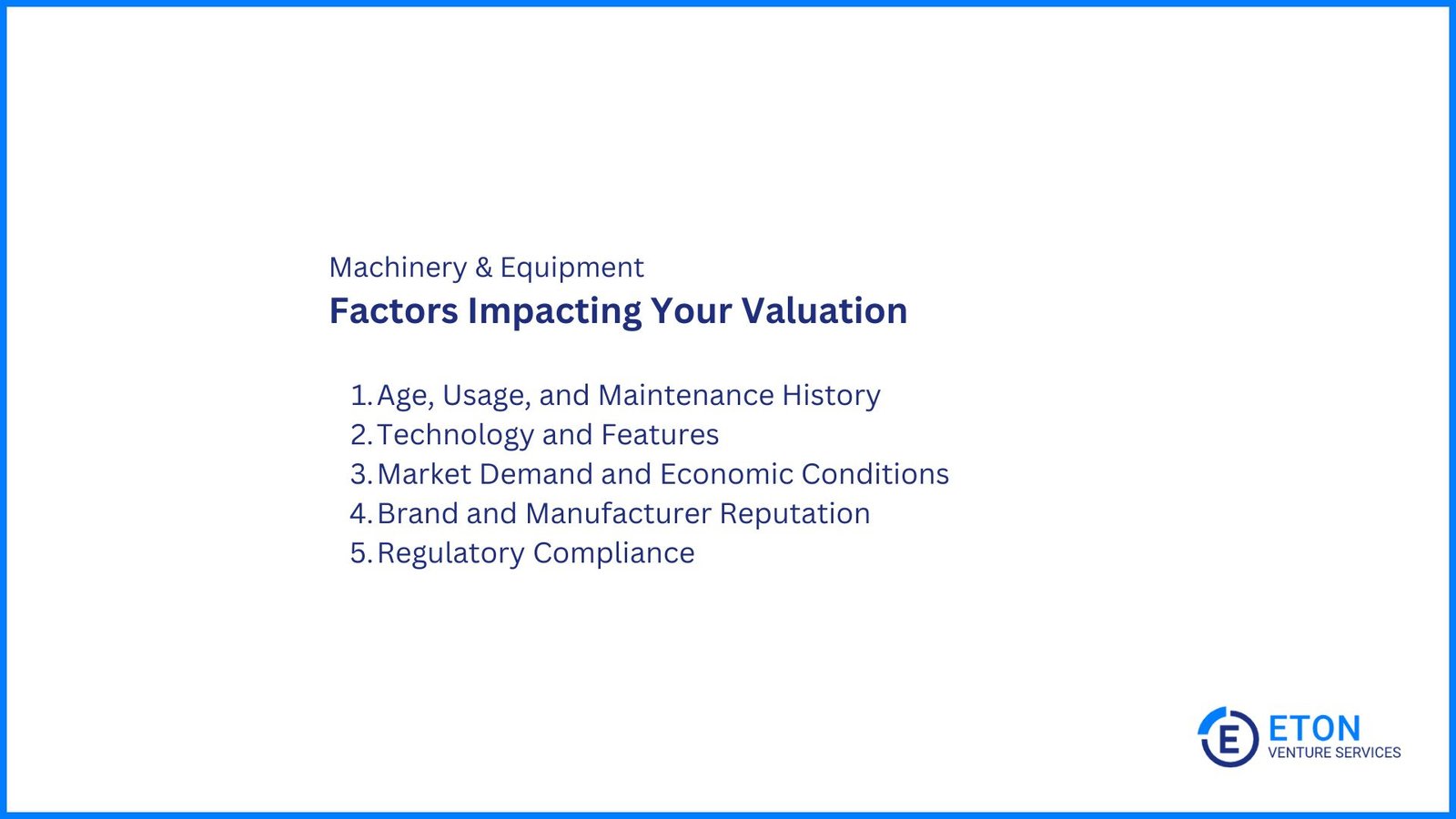 Machinery and Equipment Valuation