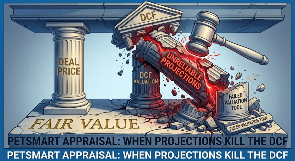 Delaware Court of Chancery appraisal ruling on PetSmart linking unreliable management projections to the failure of a DCF valuation